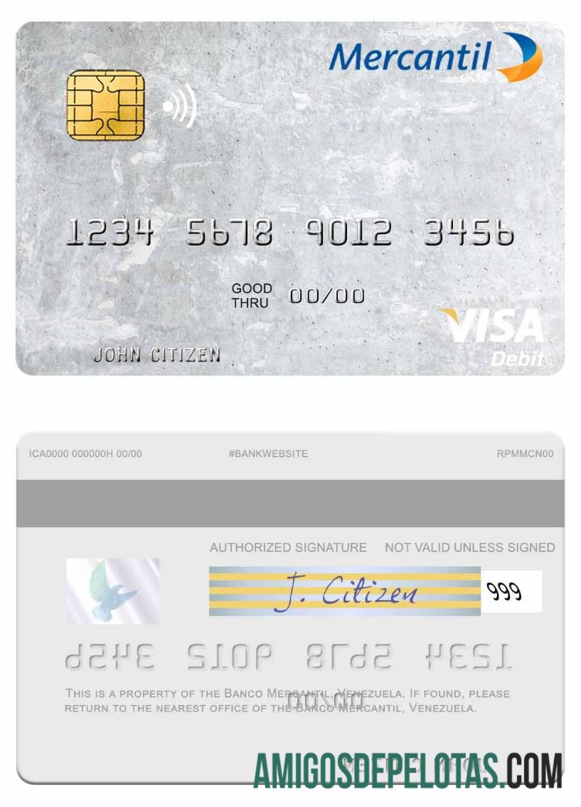 Venezuela Banco Mercantil Visa Debit Card exemplo real